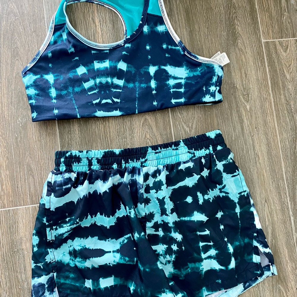 Old Navy Girls Blue Tie Dye Sports Bra Running 14